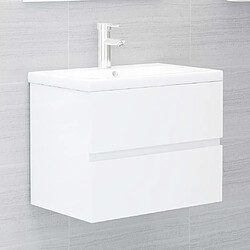 Maison Chic Ensemble de meubles de salle de bain,Armoire rangement Bain Blanc brillant Aggloméré -MN11129 pas cher