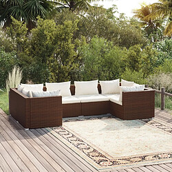 Maison Chic Salon de jardin 6 pcs + coussins - Mobilier/Meubles de jardin - Table et chaises d'extérieur Résine tressée Marron -MN54299