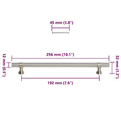 vidaXL Poignées d'armoire 5 pcs argenté 192 mm acier inoxydable pas cher