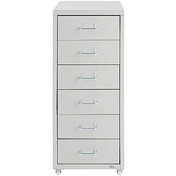 Helloshop26 Caisson de bureau 69 cm meuble en métal 6 tiroirs gris clair 08_0000394