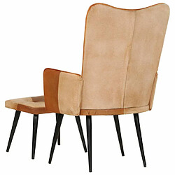 Acheter Maison Chic Fauteuil et repose-pieds,Fauteuil luxe pour relax Marron Cuir véritable et toile -MN85443