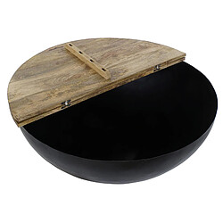 Acheter Pegane Table basse en bois de manguier et métal coloris marron / noir - diamètre 95 x hauteur 40 cm