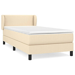 Maison Chic Structures de lit + matelas,Lit à sommier tapissier et matelas pour Chambre Crème 90x190 cm Tissu -MN36988