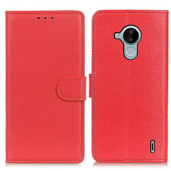 Etui en PU texture litchi avec support, rouge pour votre Nokia C30