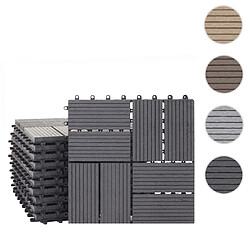 Mendler Carreaux en WPC Rhone, aspect bois pour terrasse,11 carreaux à 30x30cm=1m² ~ Premium, anthracite rectangulaire