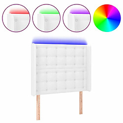 Maison Chic Tête de lit scandinave à LED,meuble de chambre Blanc 103x16x118/128 cm Similicuir -MN83756