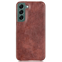 Coque en TPU + PU anti-rayures, texture litchi marron pour votre Samsung Galaxy S22 Plus 5G