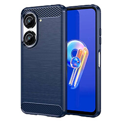 Htdmobiles Coque pour Asus Zenfone 9 5G - housse etui silicone gel carbone + verre trempe - BLEU FONCE