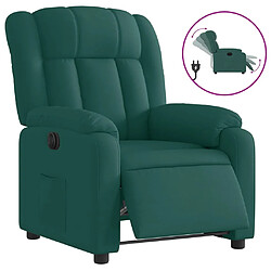 vidaXL Fauteuil inclinable électrique Vert foncé Tissu