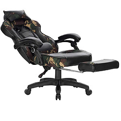 Helloshop26 Fauteuils de bureau sport chaise de jeu avec appui-tête coussin lombaire et repose-pieds en cuir synthétique camouflage noir 19_0000081