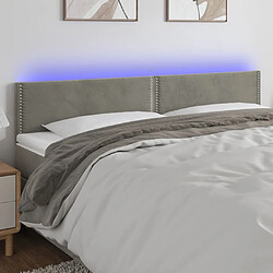 Maison Chic Tête de lit moderne à LED lumineuse pour chambre - Décoration de lit Gris clair 160x5x78/88 cm Velours -MN76940