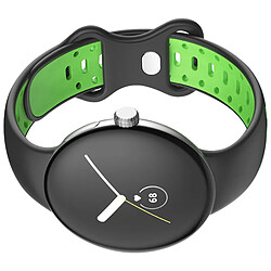 Avizar Bracelet pour Google Pixel Watch Silicone Bicolore Souple Noir / Vert Fluo