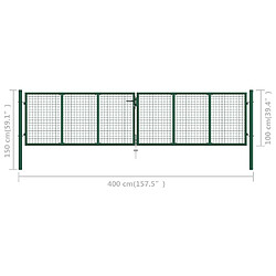 Acheter vidaXL Portail en treillis de jardin acier 390x100 cm vert