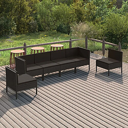 Maison Chic Salon de jardin 6 pcs + coussins - Mobilier/Meubles de jardin - Table et chaises d'extérieur Résine tressée Noir -MN50274