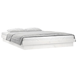 vidaXL Cadre de lit à LED sans matelas blanc 140x200 cm bois massif