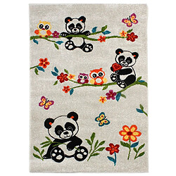 Thedecofactory FUJI - Tapis toucher laineux imprimé petits pandas blanc 100x150