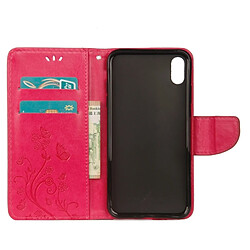 Acheter Wewoo Housse Étui à rabat horizontal avec motif papillon en relief fente pour cartes, porte-monnaie & lanière iPhone XR Magenta