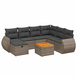 vidaXL Salon de jardin 8 pcs avec coussins gris résine tressée