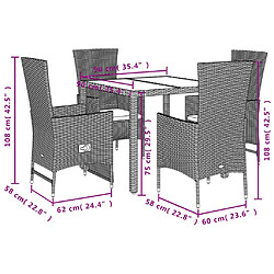 Acheter vidaXL Ensemble à manger de jardin avec coussins 5pcs Beige poly rotin