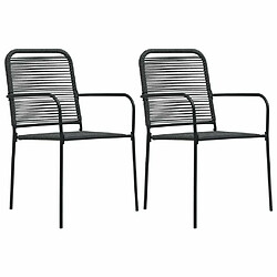 Maison Chic Lot de 2 Chaises de jardin,Fauteuil d'extérieur Corde en coton et acier Noir -MN29017