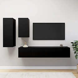 vidaXL Ensemble de meubles TV 4 pcs Noir Bois d'ingénierie