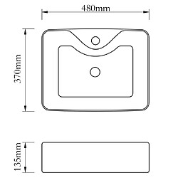 vidaXL Vasque carré à trou pour robinet céramique blanc pour salle de bain pas cher