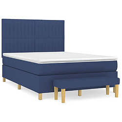 vidaXL Sommier à lattes de lit avec matelas Bleu 140x190 cm Tissu