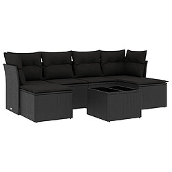 Maison Chic Salon de jardin 7 pcs avec coussins | Ensemble de Table et chaises | Mobilier d'Extérieur noir résine tressée -GKD45909