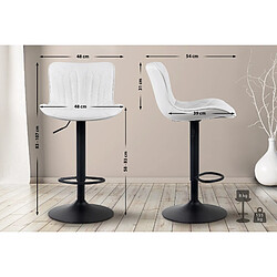 Decoshop26 Lot de 2 tabourets de bar chaises hautes avec coutures décoratives en PVC blanc pieds en métal noir 10_0004325