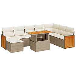 vidaXL Salon de jardin avec coussins 7 pcs beige résine tressée acacia