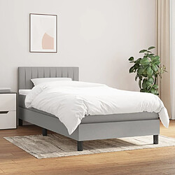 Maison Chic Structures de lit + matelas,Lit à sommier tapissier avec matelas Gris clair 80x200 cm Tissu -MN34326