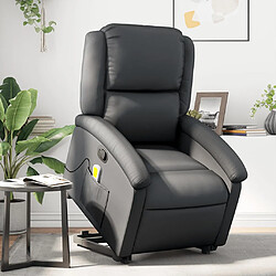 vidaXL Fauteuil inclinable de massage noir cuir véritable