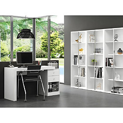 Vente-Unique Bureau d'angle - 2 tiroirs et 2 portes - Coloris : Blanc - EVAN pas cher