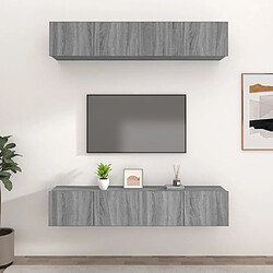 Maison Chic Meubles TV 4 pcs | Banc TV Moderne pour salon | Meuble de Rangement Sonoma gris 80x30x30 cm Bois d'ingénierie -MN13382