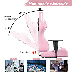 Avis Fauteuil Gamer - BIGZZIA Chaise Gaming Ergonomique - Siège Gamer avec appui-tête et oreiller lombaires - Inclinable 90 °-135 ° -Rose et Blanc