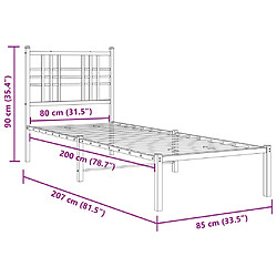 Vidaxl Cadre de lit métal avec tête de lit blanc 80x200 cm pas cher