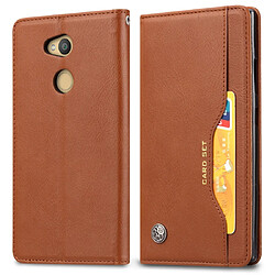 Wewoo Housse Coque Étui en cuir Flip à texture horizontale pour Sony Xperia L2avec cadre photo et supportlogements cartes et porte-monnaie Marron