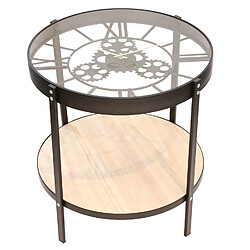 The Home Deco Factory Table d'appoint design horloge vintage Oscar - Diam. 50 x H. 50 cm - Noir