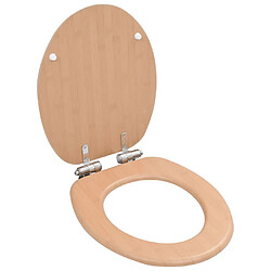 Helloshop26 Siège de toilette abattant MDF Couvercle à fermeture en douceur bambou 02_0002896