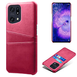 Coque en TPU + PU antichoc, anti-rayures avec porte-cartes, rose pour votre Oppo Find X5 Pro