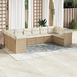 Maison Chic Salon de jardin avec coussins 10 pcs | Ensemble de Table et chaises | Mobilier d'Extérieur beige résine tressée -GKD56379