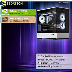 Sedatech PC Gamer XL Vision • AMD Ryzen 9 5900X • RTX4060 • 32Go RAM • 1To SSD M.2 • sans OS