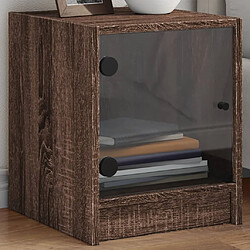 vidaXL Table de chevet avec porte en verre chêne marron 35x37x42 cm