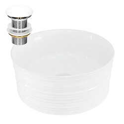 ML-Design Vasque à poser céramique blanc lavabo avec garniture de vidage blanc Ø410x180 mm