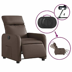 Maison Chic Fauteuil Relax pour salon, Fauteuil inclinable électrique Marron Similicuir -GKD38019 pas cher