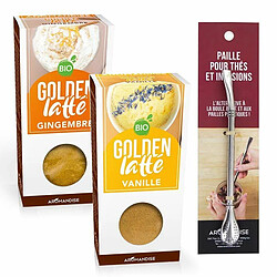 Aromandise 2 golden Latte gingembre & vanille + paille inox avec filtre