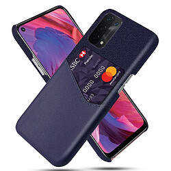 Coque en TPU + PU Texture de tissu enduit rigide avec porte-carte bleu pour votre Oppo A74 5G/A54 5G/A93 5G