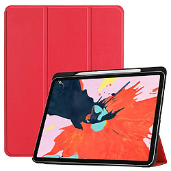 Etui en PU flip à trois volets avec fente pour stylo rouge pour votre Apple iPad Pro 12.9-inch (2018)