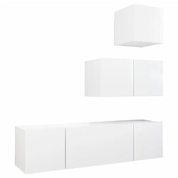 vidaXL Ensemble de meubles TV 4 pcs Blanc Bois d'ingénierie