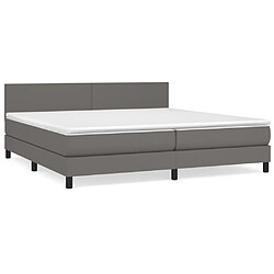 Maison Chic Lit Adulte - Lit simple Lit à sommier tapissier avec matelas moelleux - Meuble de Chambre - Gris 200x200 cm Similicuir -MN96206